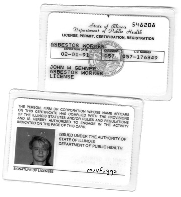 John W. Gehner Asbestos Worker License